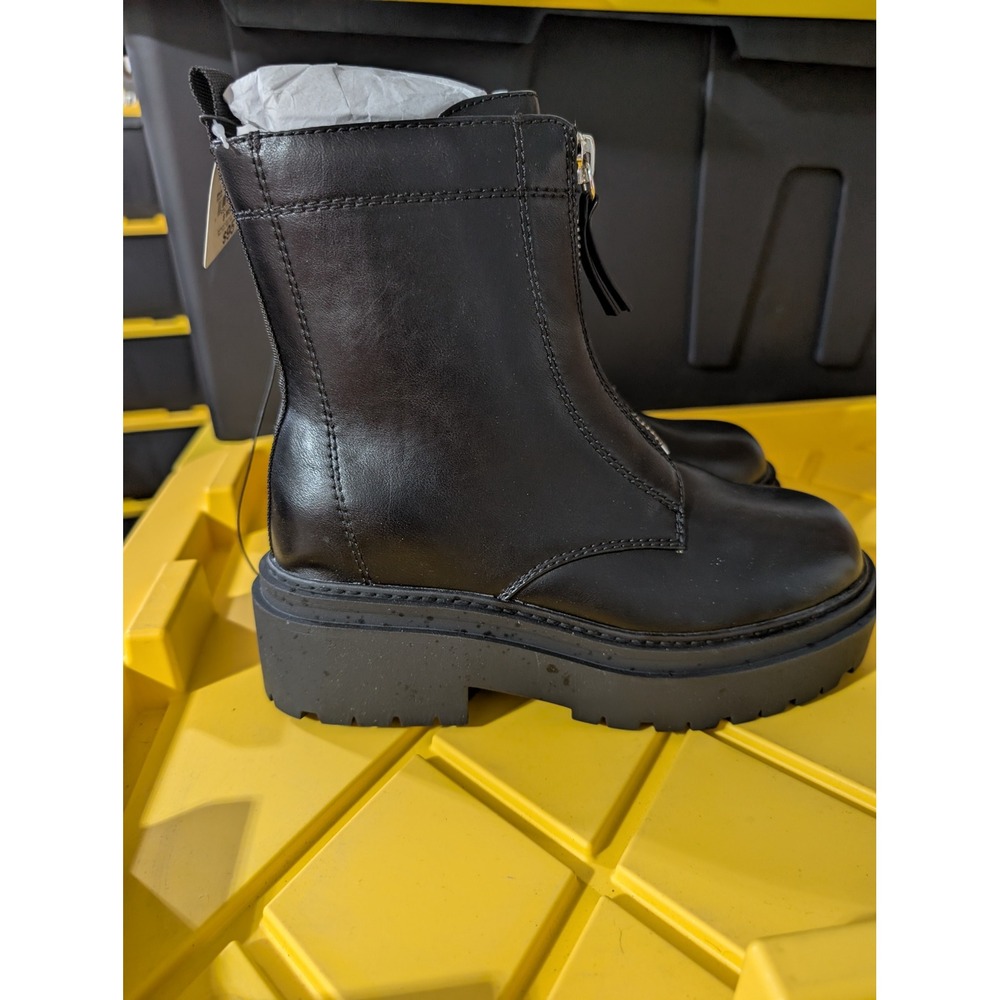 Arizona Jean Co Xander Black Platform Front Zip Lug Sole Boots Women 8 M NEW